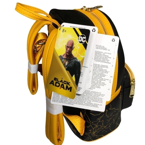 Loungefly DC Comics Black Adam Light Up Lightening Bolt Mini Backpack NWT - Picture 2 of 12
